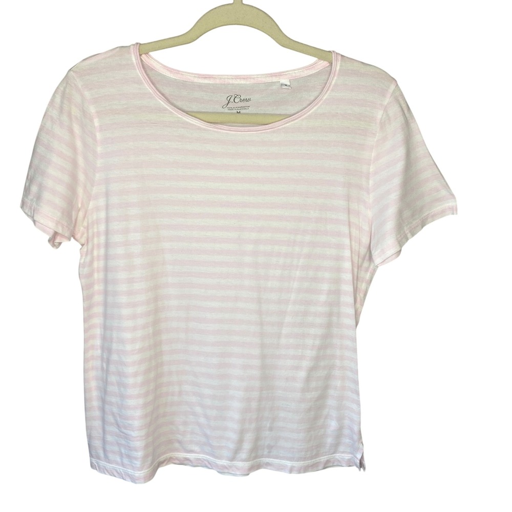 J.Crew Pink White Striped Supima Cotton Short Sleeve T-Shirt Medium